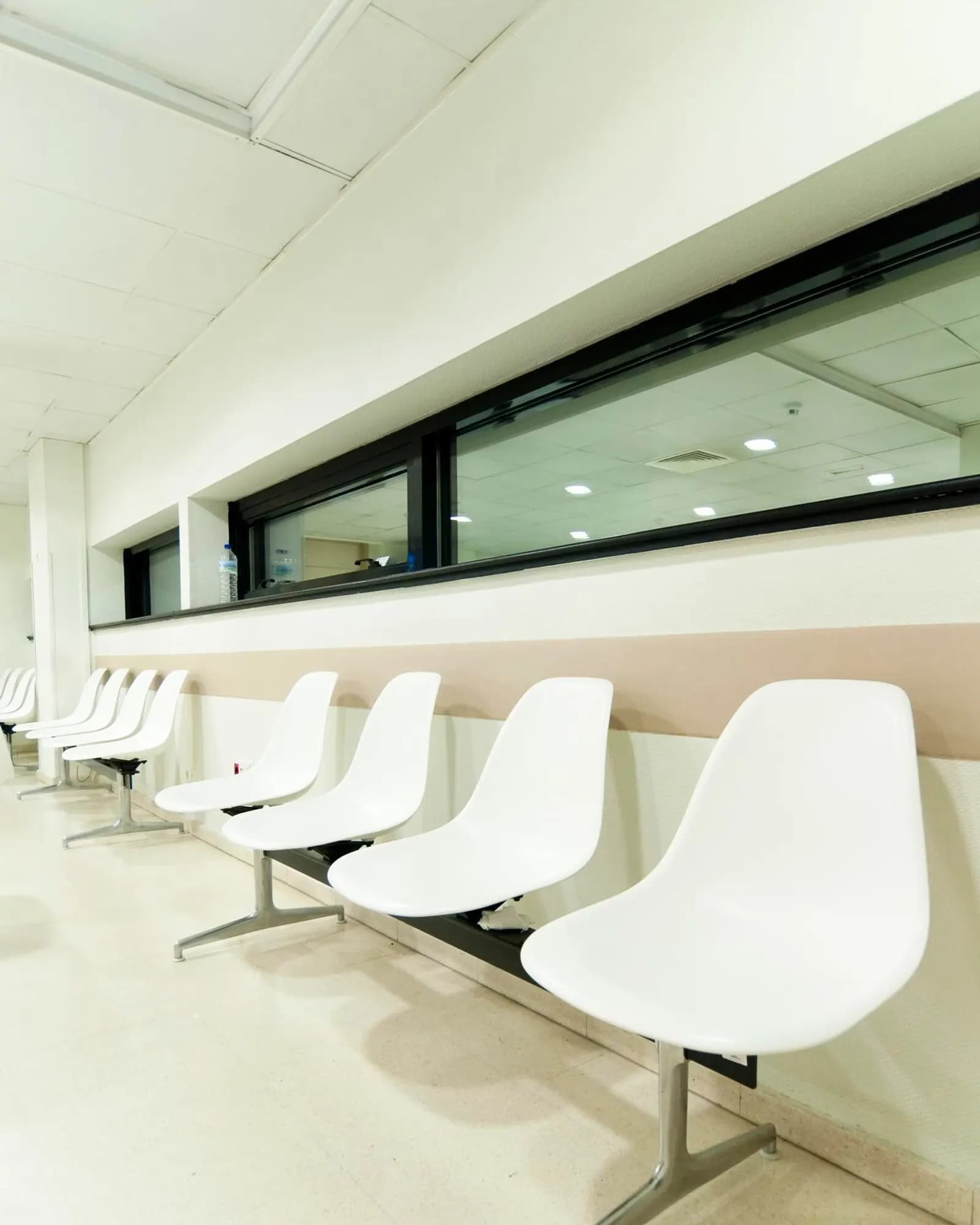 An empty waiting room in calm natural light.
